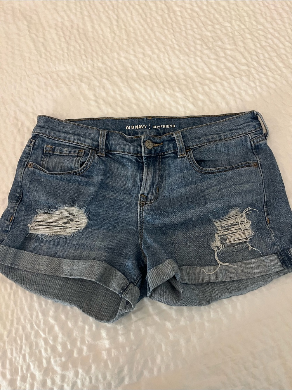 Old Navy Rolled Hem Distressed Jean Shorts - Medium Blue